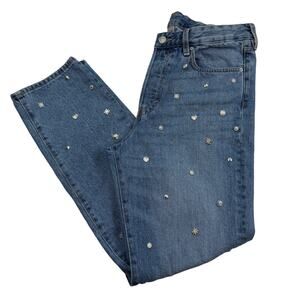 & Denim Vintage Fit High Rise Jeans With Boho Silver Stud Details Women's 30